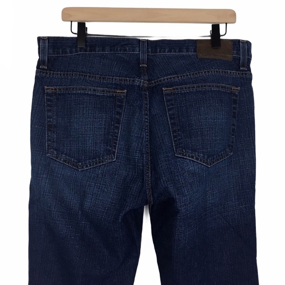 CALVIN KLEIN Jeans Bootcut Men Flat Slub Dark Wash Denim 34 x 30 Short Inseam - Picture 5 of 13